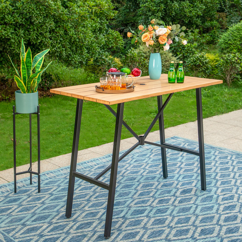 Lark Manor Alyne Wood Outdoor Bar Table Wayfair